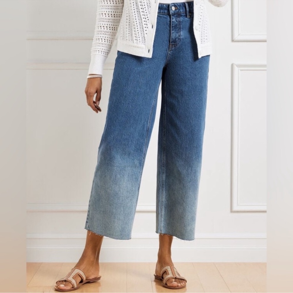 Talbots Wide Leg Crop Jeans Ombre Hoffman Wash Size 4P
